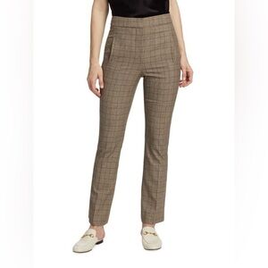 Veronica Beard Arte Slim Plaid‎ Pants Size 6 Brown Tan Women’s High Rise